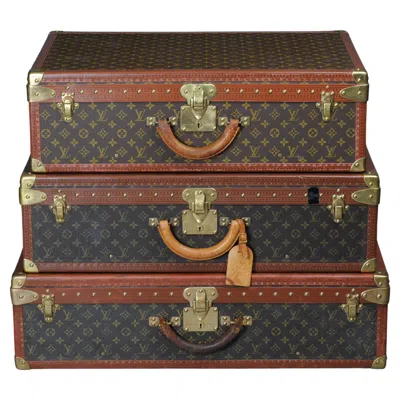 Pre-owned Louis Vuitton Alzer Suitcase 80s, 75s, 70s, Eifel Tower In Brown