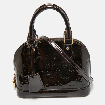 Pre-owned Louis Vuitton Amarante Monogram Vernis Alma Bb Bag In Burgundy