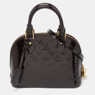 Pre-owned Louis Vuitton Amarante Monogram Vernis Alma Bb Bag In Burgundy