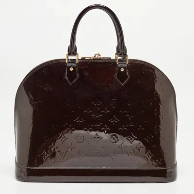 Pre-owned Louis Vuitton Amarante Monogram Vernis Alma Gm Bag In Red