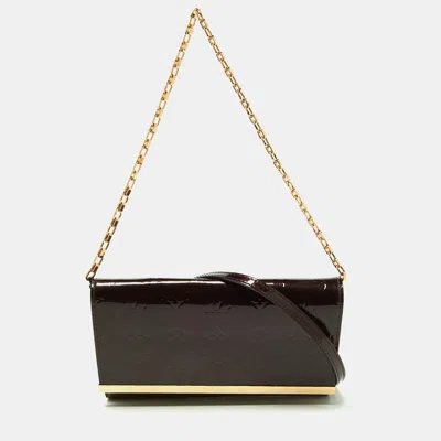 Pre-owned Louis Vuitton Amarante Monogram Vernis Ana Clutch Bag In Burgundy