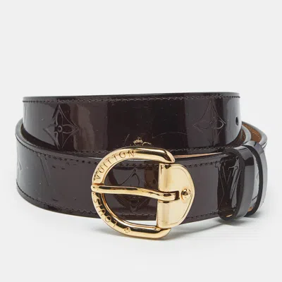 Pre-owned Louis Vuitton Amarante Monogram Vernis Buckle Belt 90 Cm In Burgundy
