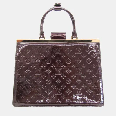 Pre-owned Louis Vuitton Amarante Monogram Vernis Desse Gm Handbag In Burgundy