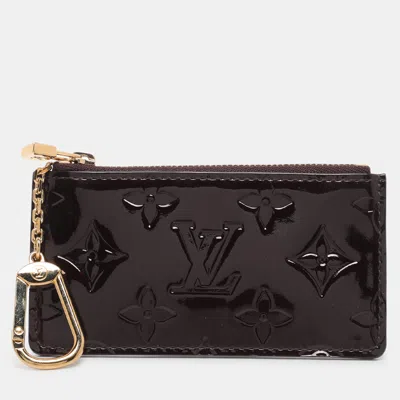 Pre-owned Louis Vuitton Amarante Monogram Vernis Key Pouch In Burgundy