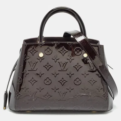 Pre-owned Louis Vuitton Amarante Monogram Vernis Montaigne Bb Bag In Burgundy