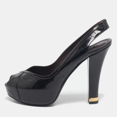 Pre-owned Louis Vuitton Amarante Monogram Vernis Tamara Slingback Pumps Size 37 In Burgundy