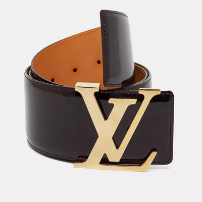 Pre-owned Louis Vuitton Amarante Patent Leather Lv Initiales Belt 85cm
