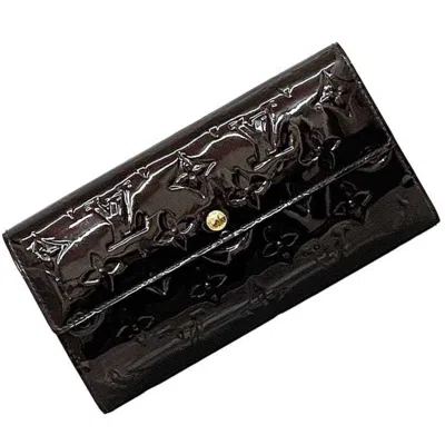 Pre-owned Louis Vuitton Amarante Wine Patent Leather Long Wallet (bi-fold) ()