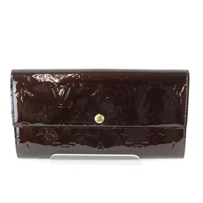 Pre-owned Louis Vuitton Amarante Wine Vernis Long Wallet (bi-fold) ()