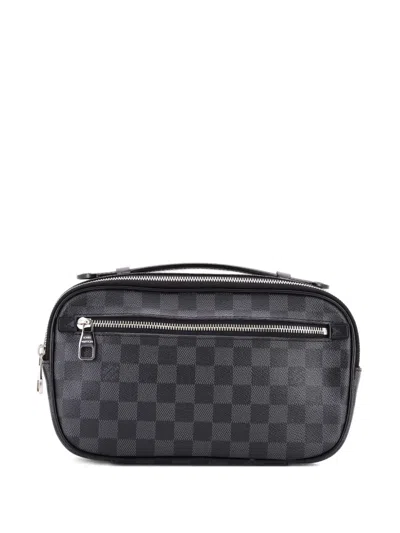 Pre-owned Louis Vuitton Ambler Waist Bag Damier Graphite Belt Bag In Black