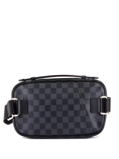 Pre-owned Louis Vuitton Ambler Waist Bag Damier Graphite Belt Bag In Black