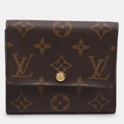Pre-owned Louis Vuitton Anais Monogram Canvas Trifold Wallet In Brown