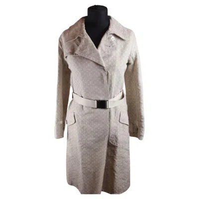 Pre-owned Louis Vuitton & Marc Jacobs 2007 Beige Monogram Cotton Trench Coat Vintage In Brown