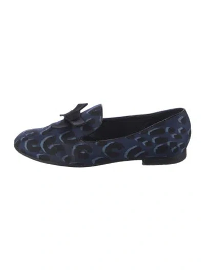 Pre-owned Louis Vuitton Animal Print Bow Accents Loafers In Blue