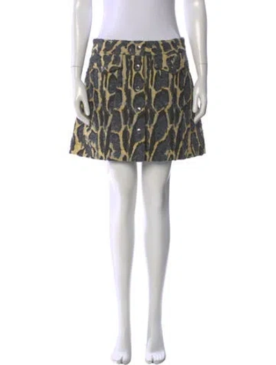 Pre-owned Louis Vuitton Animal Print Mini Skirt In Yellow