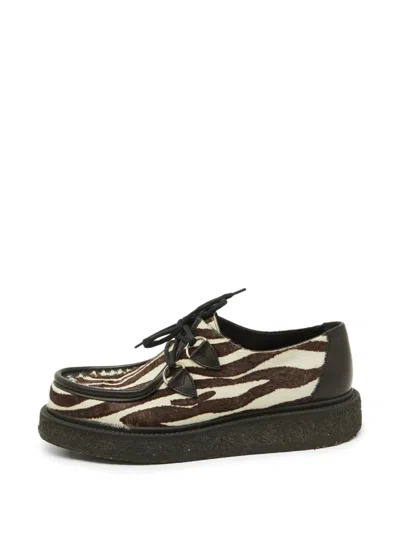 Pre-owned Louis Vuitton Animal-print Platform Oxford Shoes In White