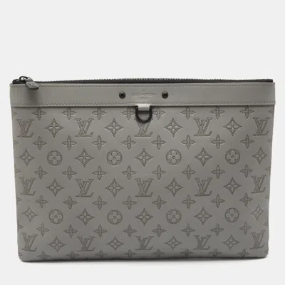 Pre-owned Louis Vuitton Anthracite Gray Monogram Shadow Leather Pochette Discovery