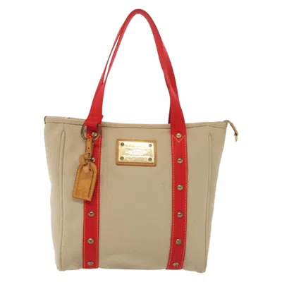 Pre-owned Louis Vuitton Antigua Beige Canvas Tote Bag () In Sand