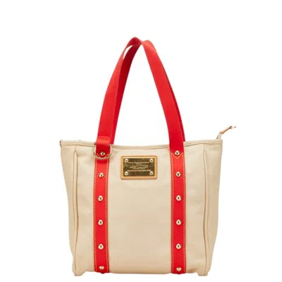 Pre-owned Louis Vuitton Antigua Beige Red Color Canvas Shoulder Bag Tote Bag ()