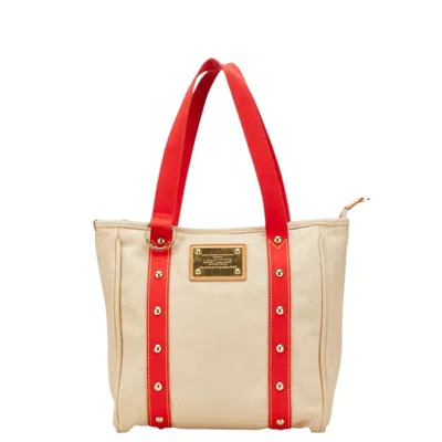 Pre-owned Louis Vuitton Antigua Beige Red Color Canvas Shoulder Bag Tote Bag () In Multi