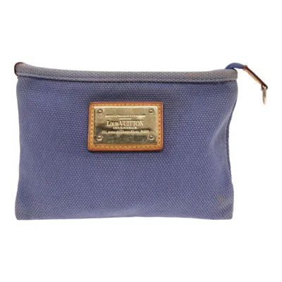 Pre-owned Louis Vuitton Antigua Blue Canvas Clutch Bag ()