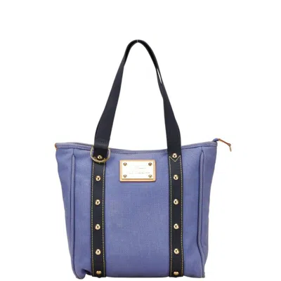 Pre-owned Louis Vuitton Antigua Blue Canvas Tote Bag ()