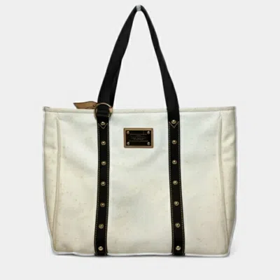 Pre-owned Louis Vuitton Antigua Brown Ecru Canvas Tote Bag ()