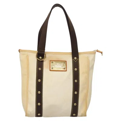 Pre-owned Louis Vuitton Antigua White Canvas Tote Bag ()