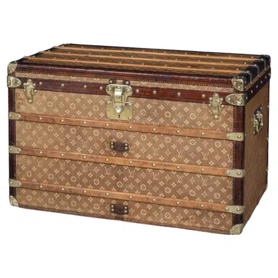 Pre-owned Louis Vuitton Antique 19th Century  Courier Trunk In Woven Canvas, France C.1896 In Brown