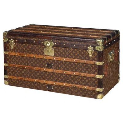 Pre-owned Louis Vuitton Antique 19th Century  Trunk In Woven Monogram Canvas, France C.1896 In Brown