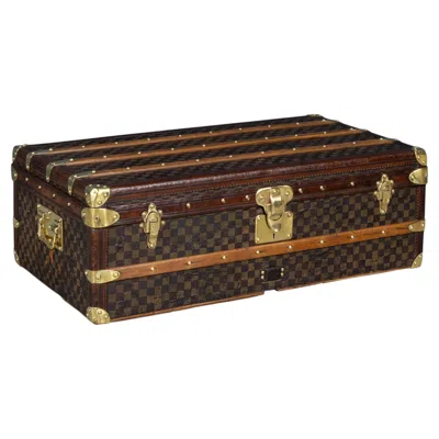 Pre-owned Louis Vuitton Antique 19thc  Steamer Trunk In Damier Canvas, France C.1890 In Black