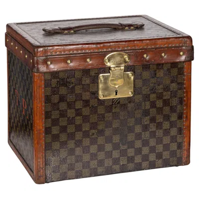 Pre-owned Louis Vuitton Antique 20th Century  Hat Trunk In Damier Canvas, France C.1900 In Black