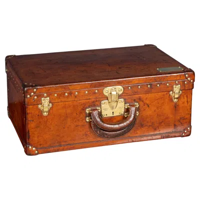 Pre-owned Louis Vuitton Antique 20th Century Rare French  Leather Travelling Case In Brown