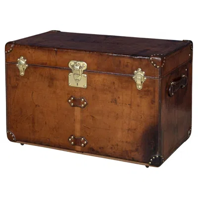 Pre-owned Louis Vuitton Antique 20thc  Courier Trunk In Natural Cow Hide, France C.1900 In Brown