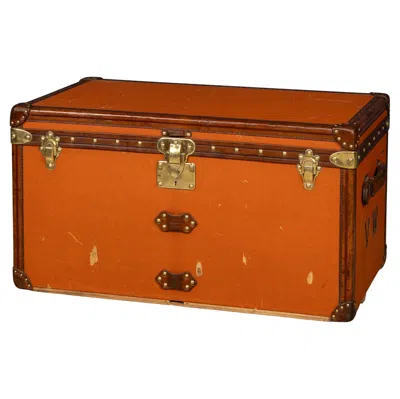 Pre-owned Louis Vuitton Antique 20thc  Courier Trunk In Orange Vuittonite Canvas C.1905