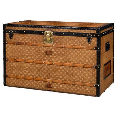 Pre-owned Louis Vuitton Antique 20thc  "malle Haute" Trunk In Woven Canvas, France C.1900 In Brown