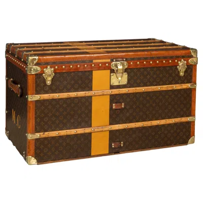 Pre-owned Louis Vuitton Antique 20thc  Steamer Trunk In Monogram Canvas, France C.1920 In Brown