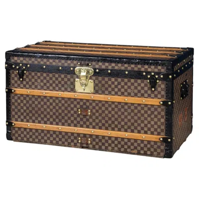 Pre-owned Louis Vuitton Antique 20thc  Trunk In Damier Canvas, France C.1900 In Black