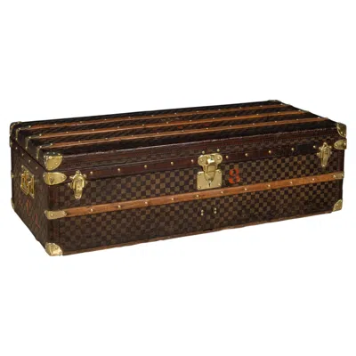 Pre-owned Louis Vuitton Antique 20thc Special Order  Trunk In Damier Canvas, France C.1900 In Black