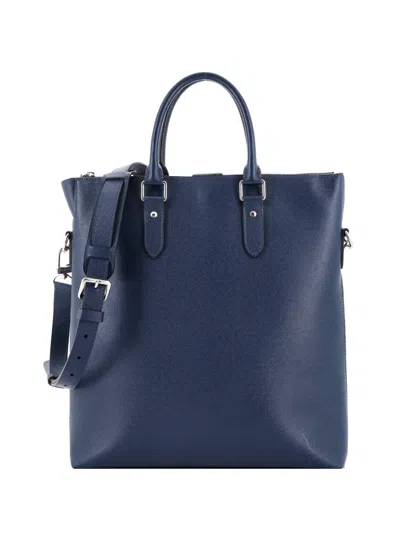 Pre-owned Louis Vuitton Anton Taiga Leather Tote Bag In Blue