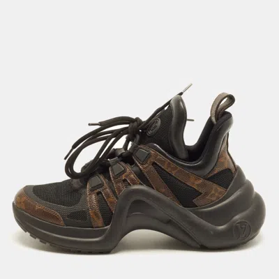 Pre-owned Louis Vuitton Archlight Size 37 Black Mesh And Monogram Canvas Low Top Sneakers
