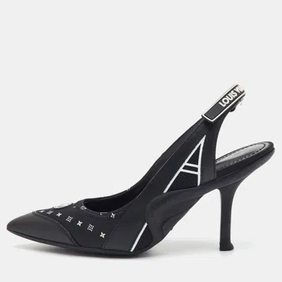 Pre-owned Louis Vuitton Archlight Size 38 Black Monogram Satin And Leather Slingback Pumps