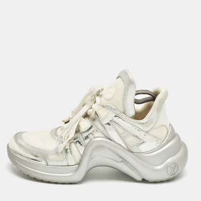 Pre-owned Louis Vuitton Archlight Size 40 White Foil Leather Leather And Mesh High Top Sneakers