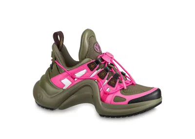 Pre-owned Louis Vuitton Archlight Trainer (women's) Sneakers In Kaki/pink In Multi
