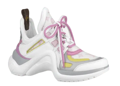 Pre-owned Louis Vuitton Archlight (women's) Sneakers In White/pink/yellow