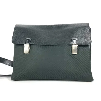 Pre-owned Louis Vuitton Ardoise Black Green Taiga Leather Messenger Bag Shoulder Bag ()