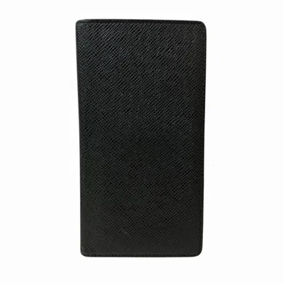 Pre-owned Louis Vuitton Ardoise Black Leather Long Wallet (bi-fold) () In Multi