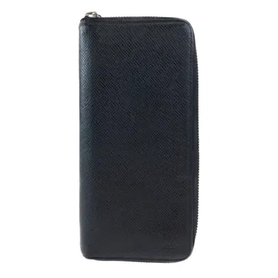 Pre-owned Louis Vuitton Ardoise Black Leather Long Wallet (bi-fold) () In Ardoise, Black