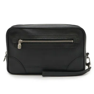 Pre-owned Louis Vuitton Ardoise Black Taiga Leather Clutch Bag ()