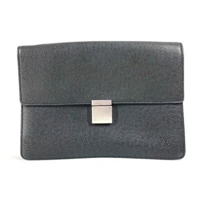Pre-owned Louis Vuitton Ardoise Black Taiga Leather Clutch Bag ()